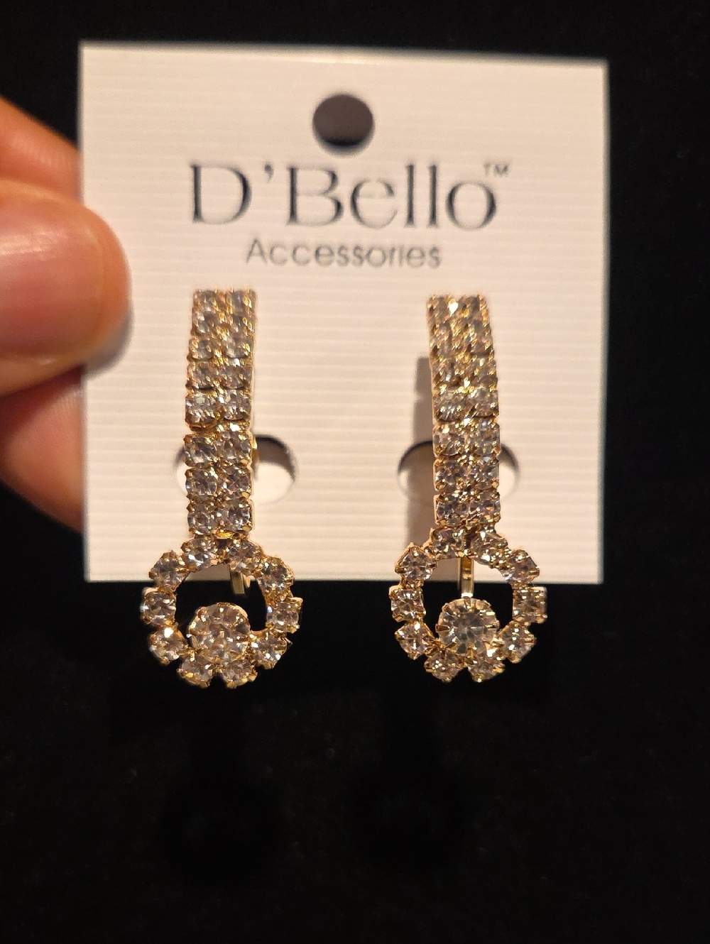 Gold Crystal Halo Drop Earrings